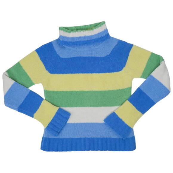 Vintage 90s Energie Striped Chenille Turtleneck Sweater - Picture 3 of 7